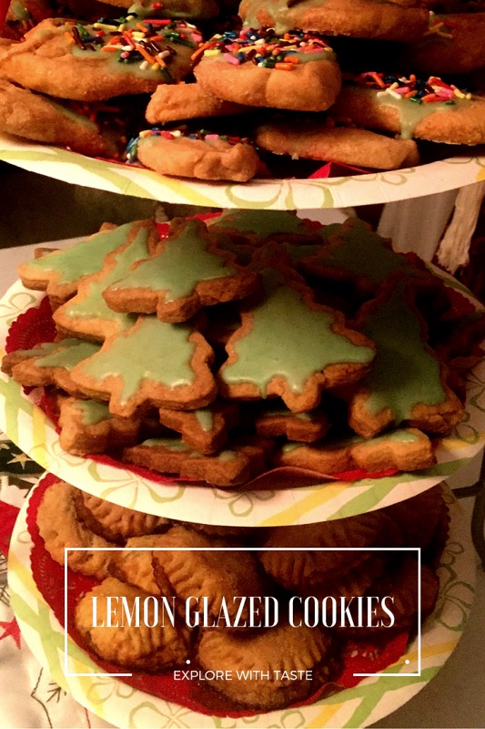 Lemon glazed Christmas tree cookies
